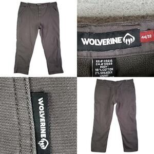 Wolverine Pants Cargo Fleece Lined Gray Hike Outdoors Gorp Zip Mens Size 44x32